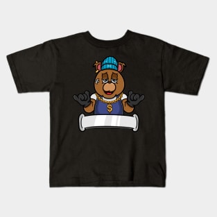 Bear Head Rapper Cartoon Kids T-Shirt